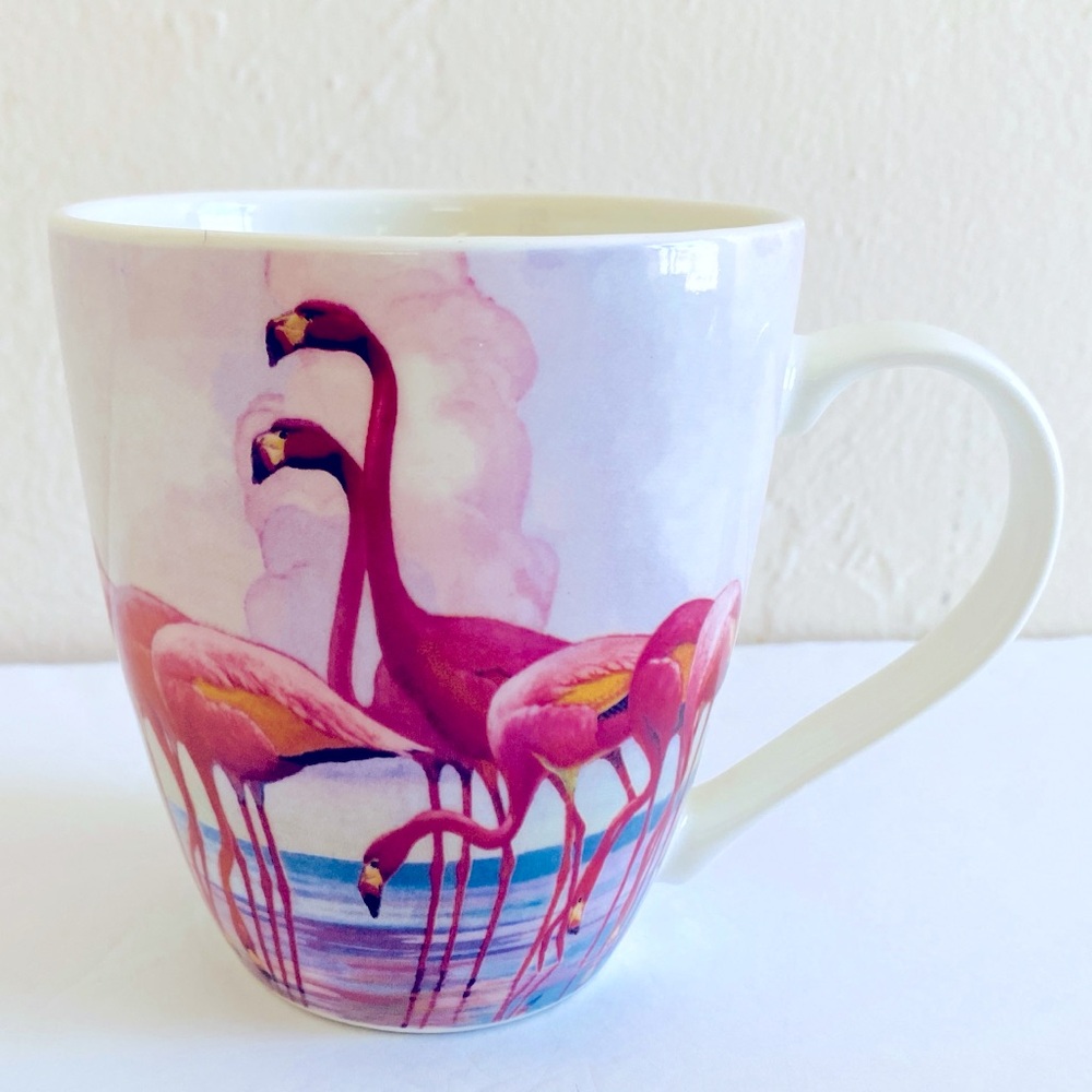 Pfaltzgraff Flamingo Mug Ceramic Cream Pink
